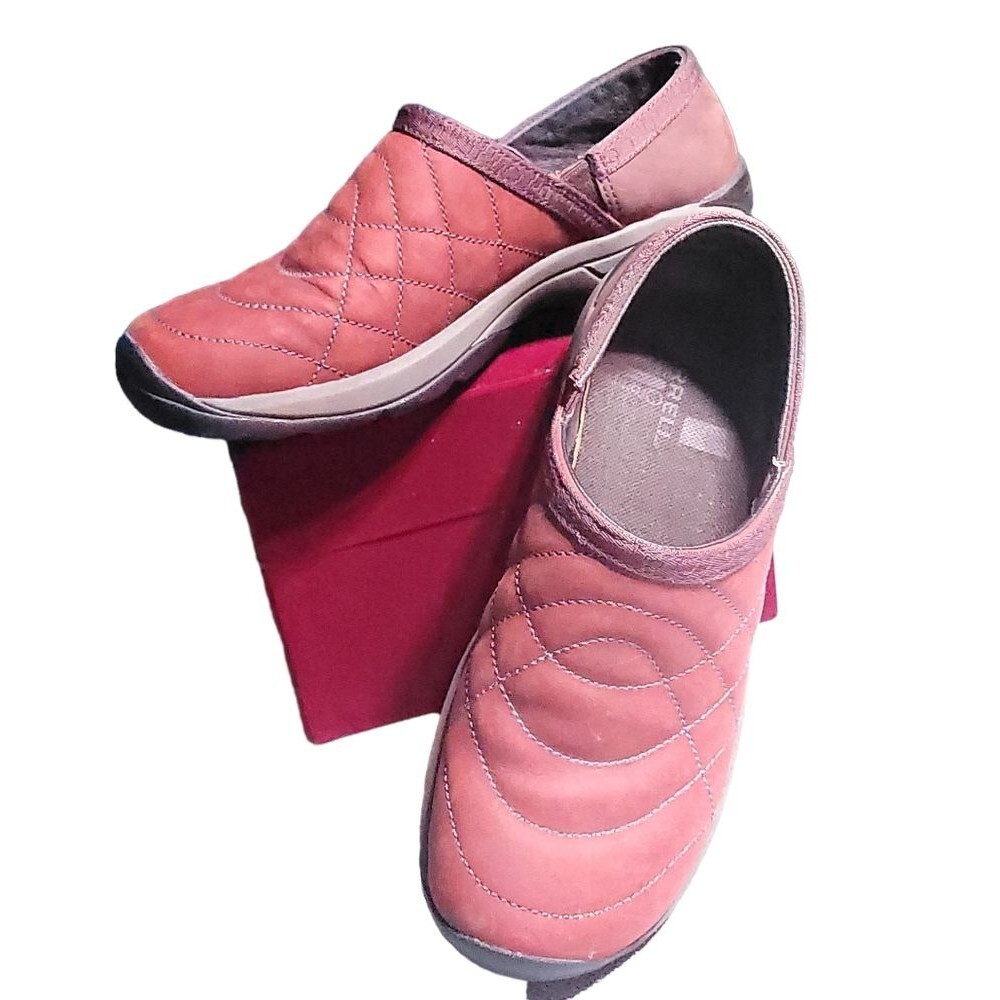 Merrell Encore Quilt Madder Red Orange Suede Slip On Casual Shoes Size 7.5